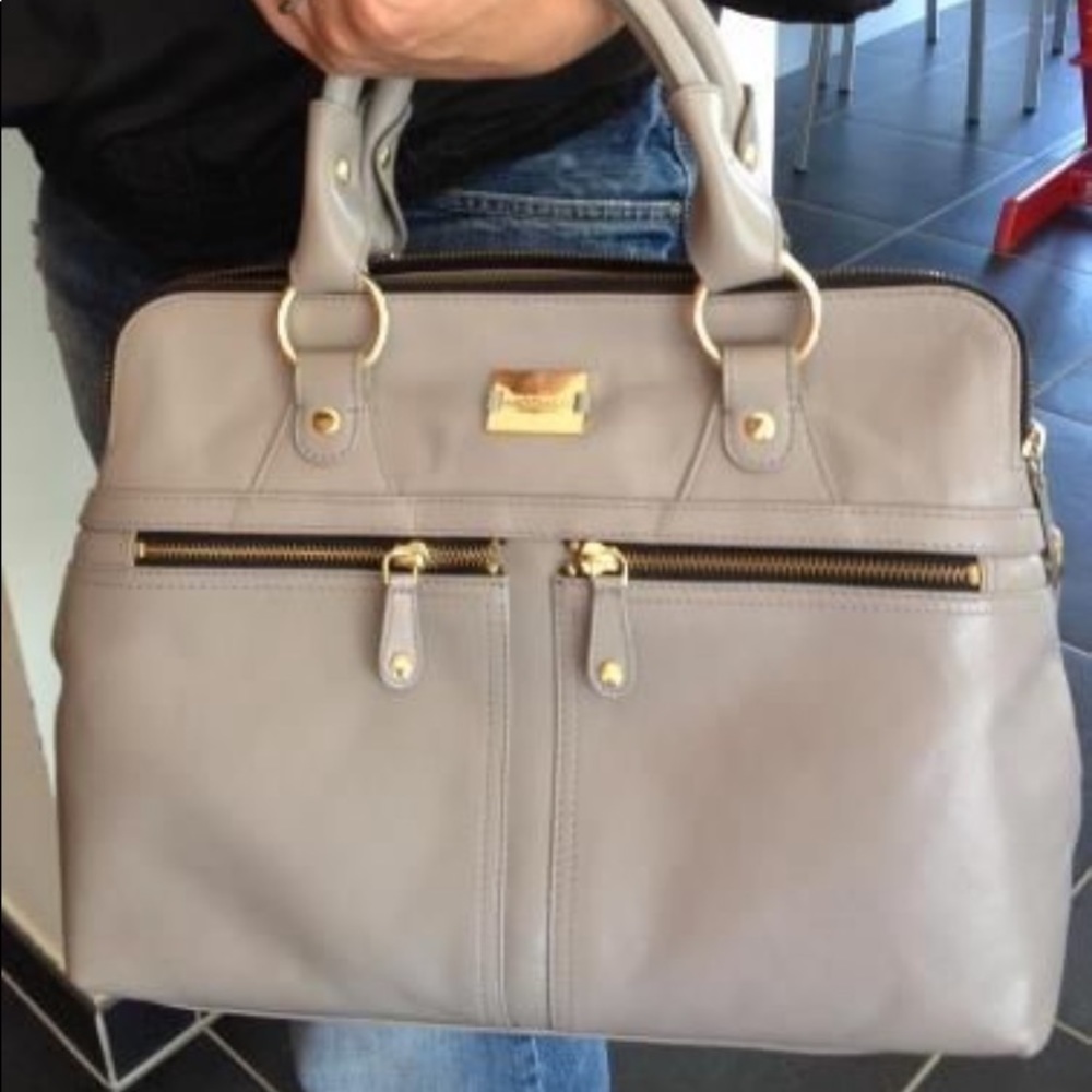 Modalu Grey Leather Classic Pippa Grab Bag
